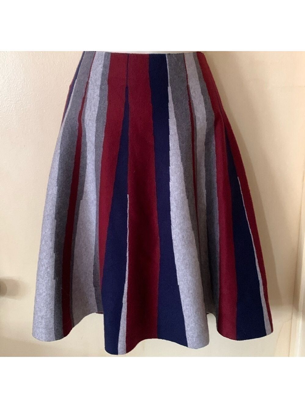 Lucy Paris for Anthropologie grey, blue and maroon knit skirt size S NWT